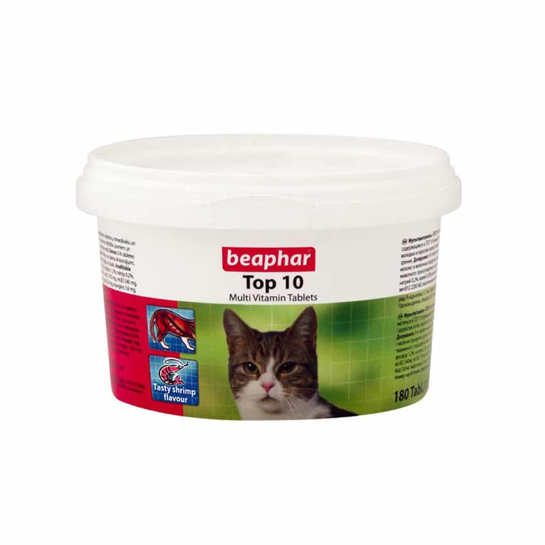 قرص مولتی ویتامین گربه، مدل تاپ 10، 180 عددی، بیفار